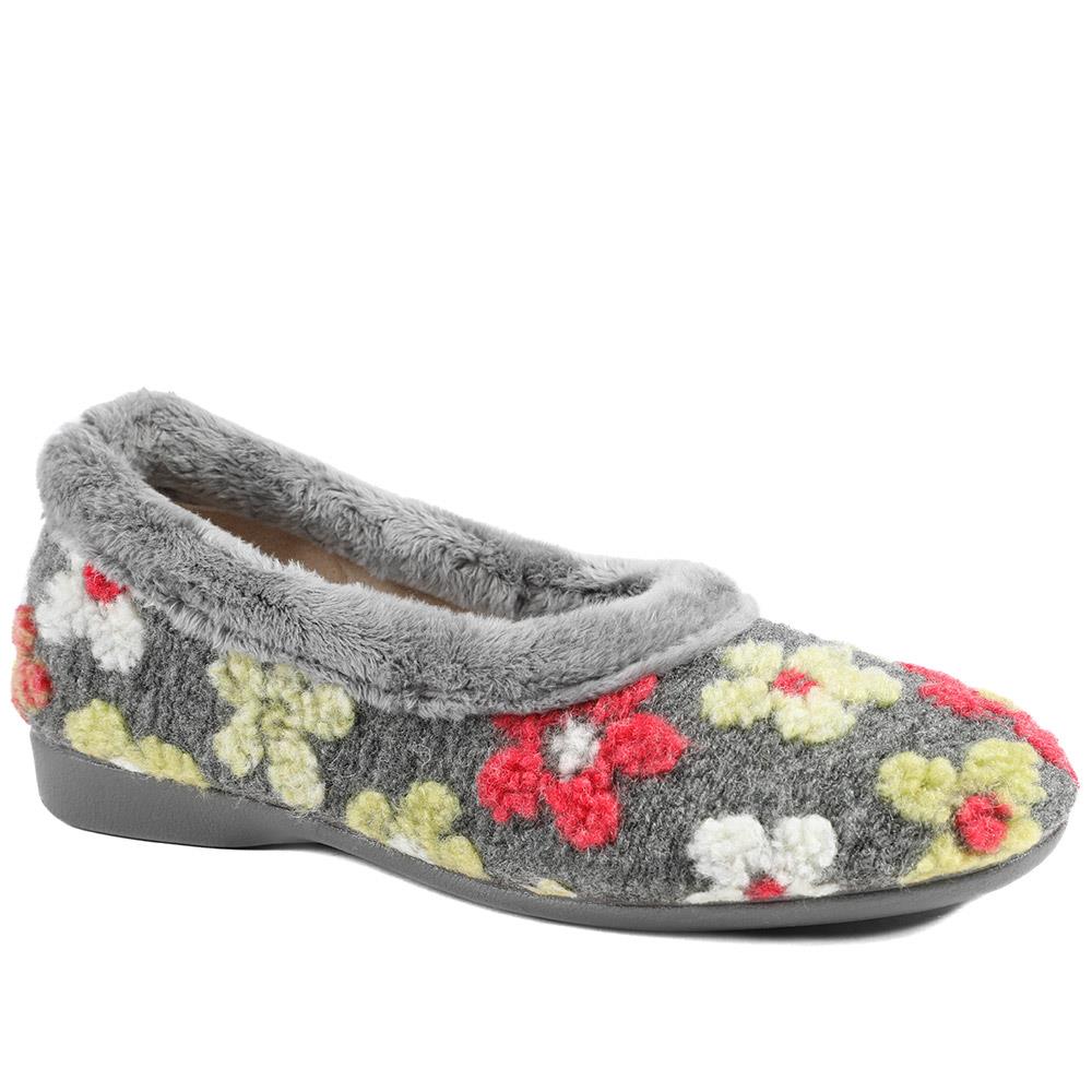 Soft Floral Full Slippers - FEVI43001 / 329 503 - Grey Multi