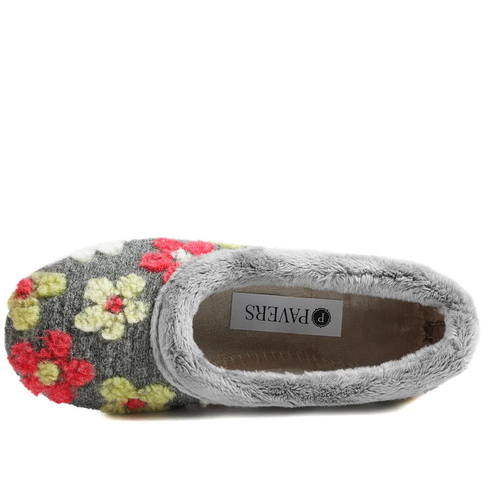 Soft Floral Full Slippers - FEVI43001 / 329 503 - Grey Multi - Image 5