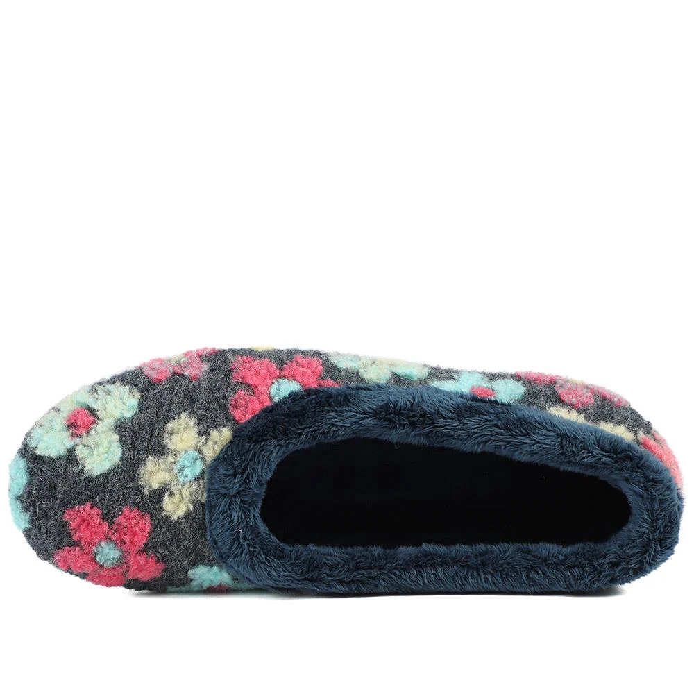 Soft Floral Full Slippers - FEVI43001 / 329 503 - Navy Multi - Image 5