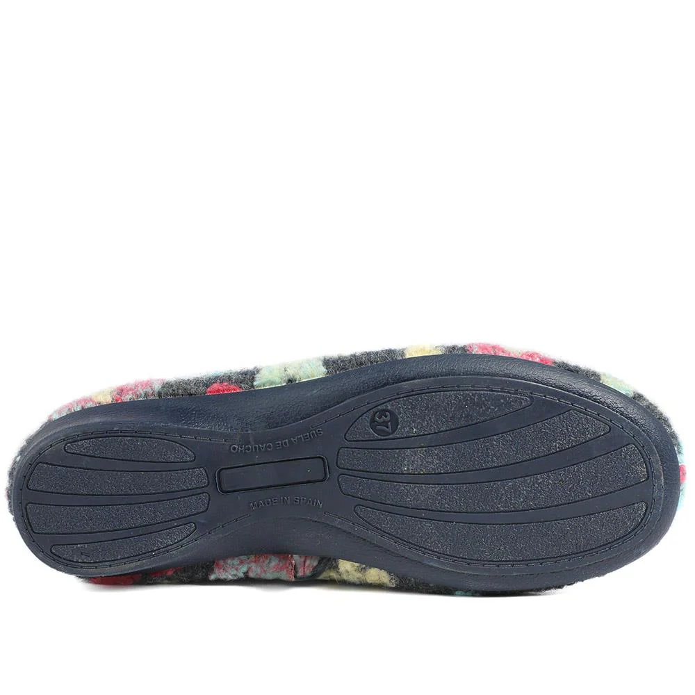Soft Floral Full Slippers - FEVI43001 / 329 503 - Navy Multi - Image 6