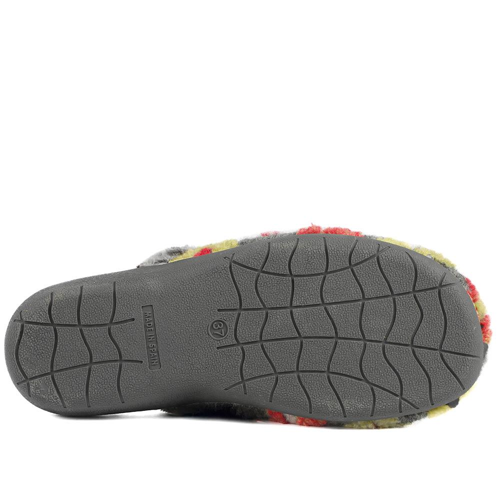 Soft Floral Mule Slippers - FEVI43002 / 329 504 - Grey Multi - Image 6