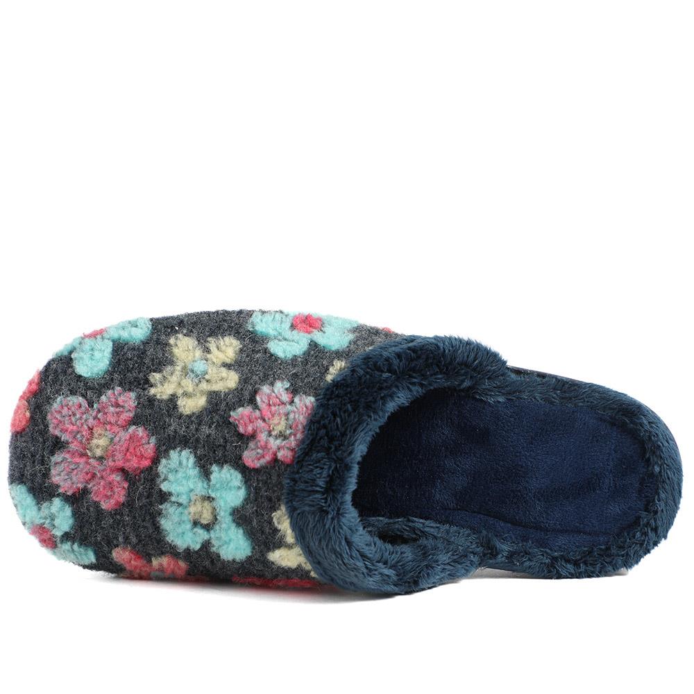 Soft Floral Mule Slippers - FEVI43002 / 329 504 - Navy Multi - Image 5
