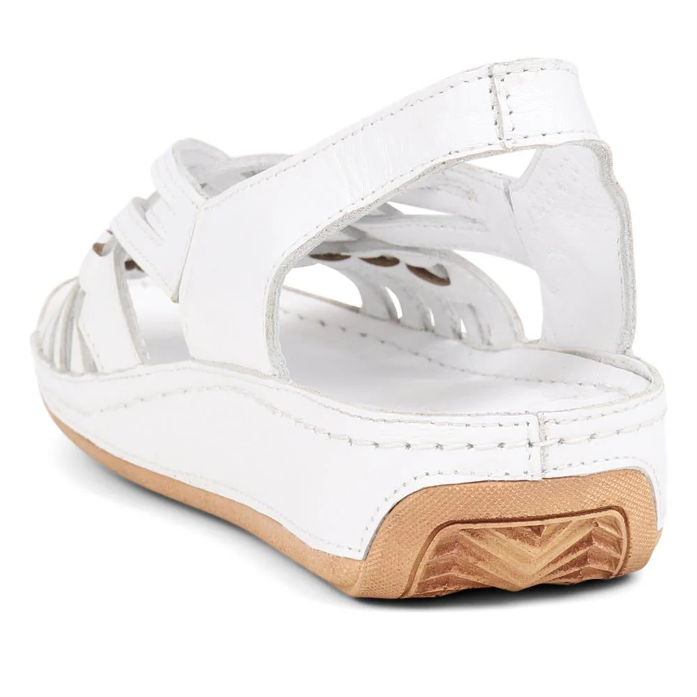 Soft Leather Slip-On Sandals - KARY39009 / 325 512 - White - Image 3