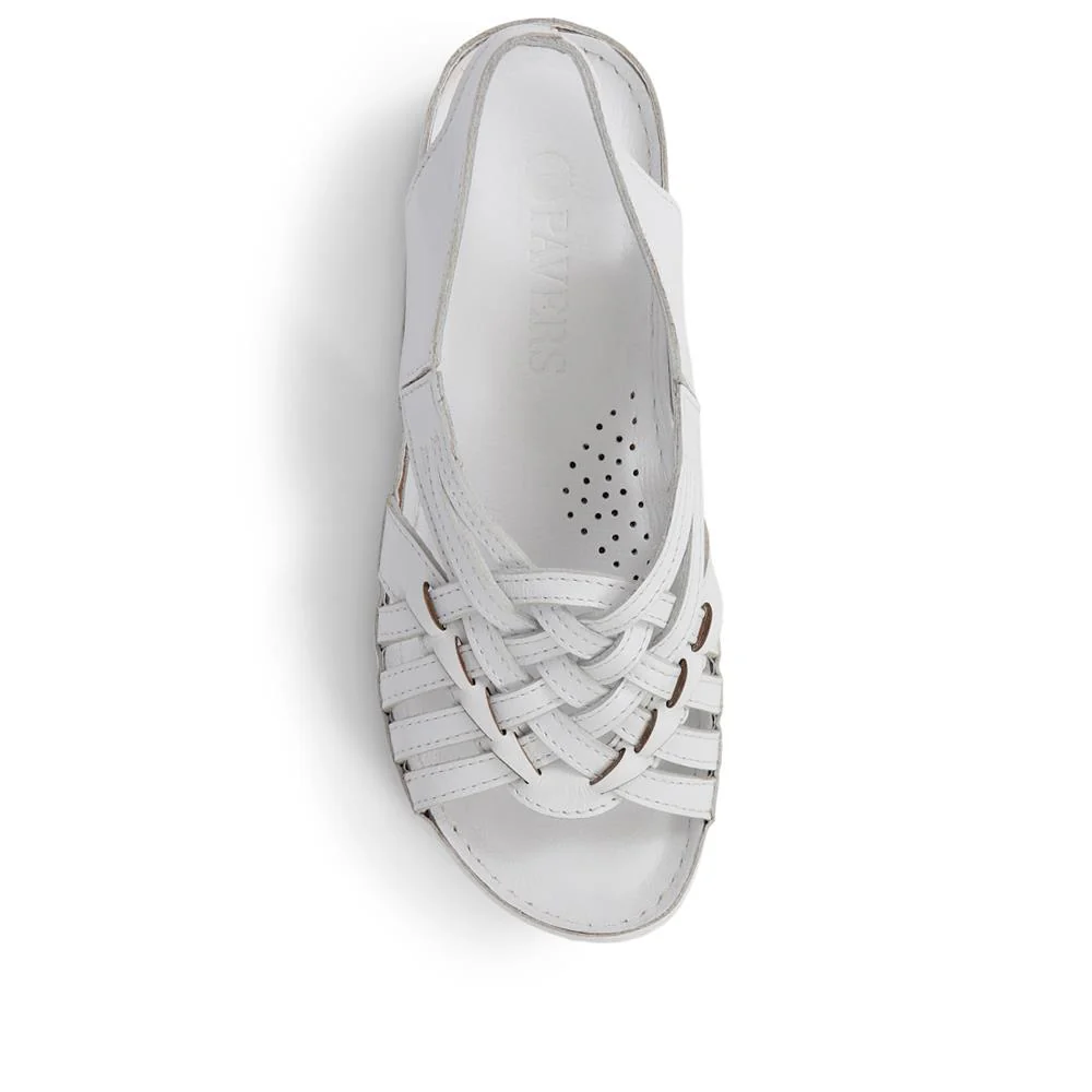Soft Leather Slip-On Sandals - KARY39009 / 325 512 - White - Image 5