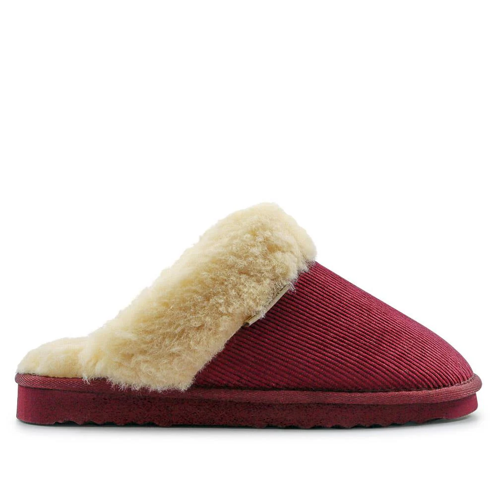 Soft, Warm-Lined Mule Slippers - EDNB40088 / 326 910 - Burgundy - Image 2