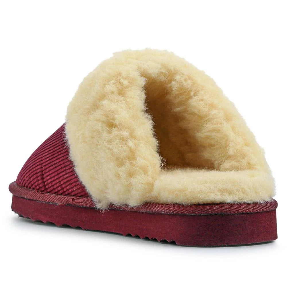 Soft, Warm-Lined Mule Slippers - EDNB40088 / 326 910 - Burgundy - Image 3