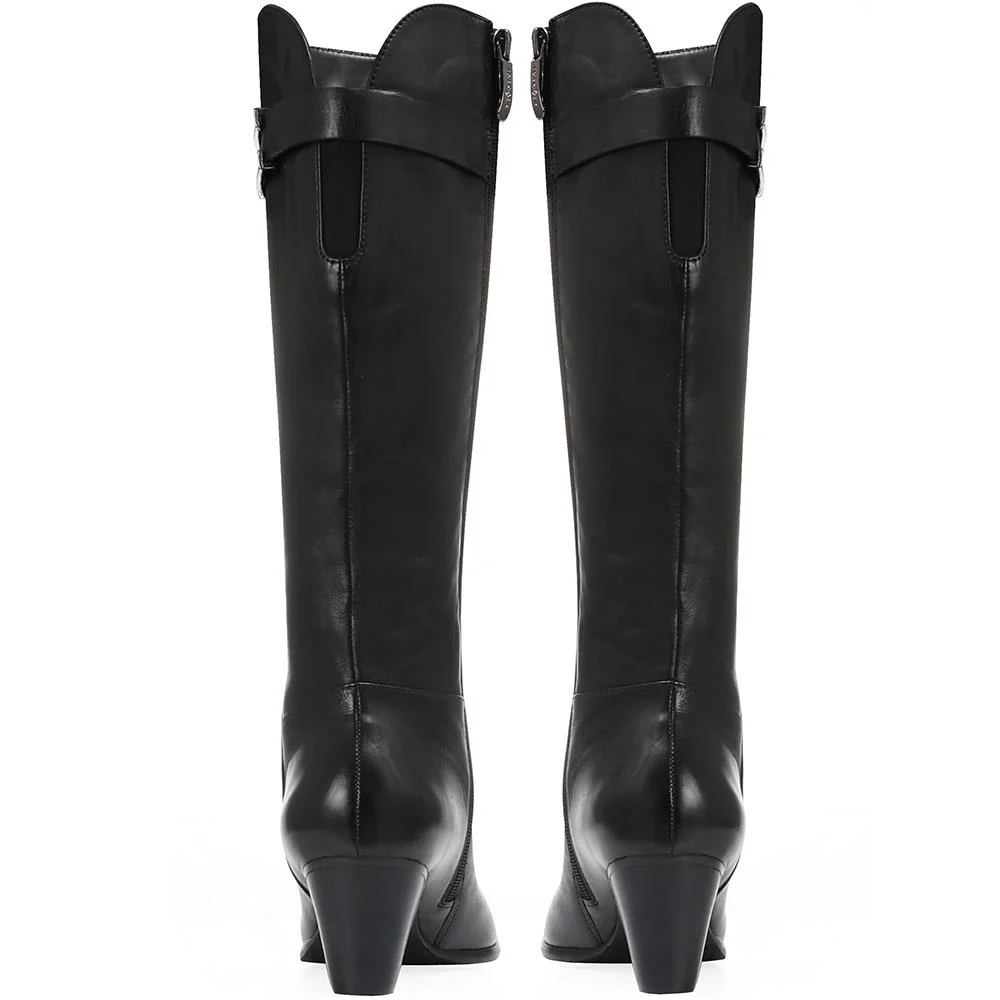 Sonia 05 Heeled Leather Knee High Boots - SINO30515 / 316 244 - Black - Image 3
