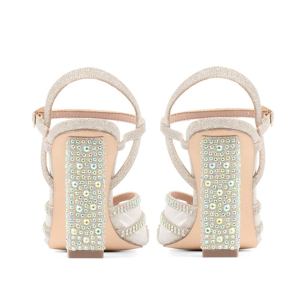 Square Toe Embellished Block Heels - MENBU36500 / 322 713 - Gold - Image 3