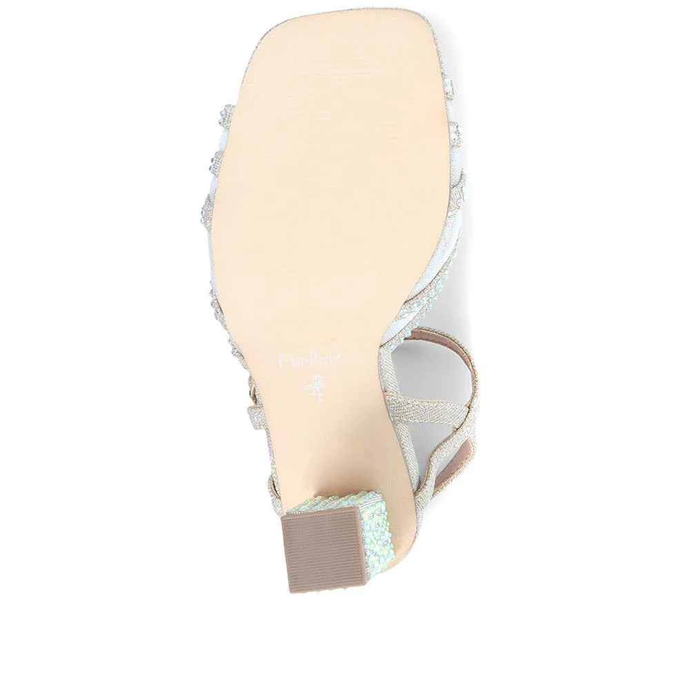 Square Toe Embellished Block Heels - MENBU36500 / 322 713 - Gold - Image 4