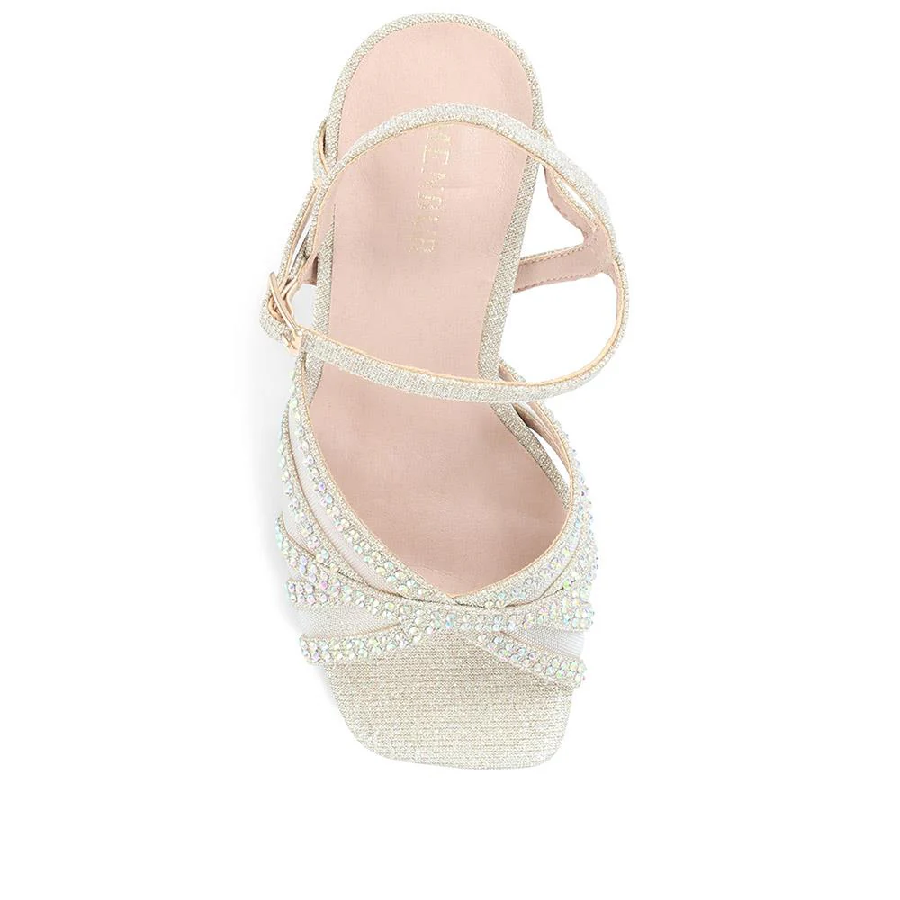 Square Toe Embellished Block Heels - MENBU36500 / 322 713 - Gold - Image 5