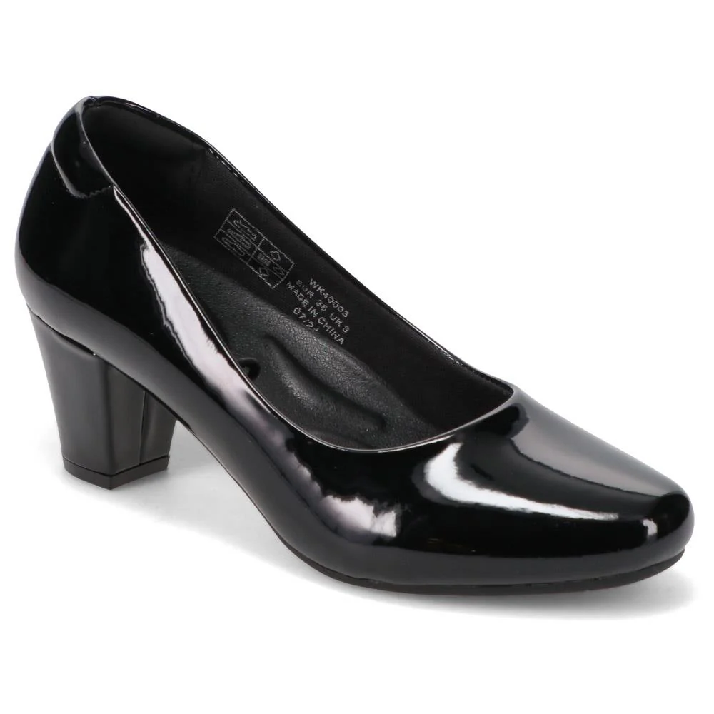 Stacked-Heel Court Shoes - WK40003 / 326 148 - Black Patent
