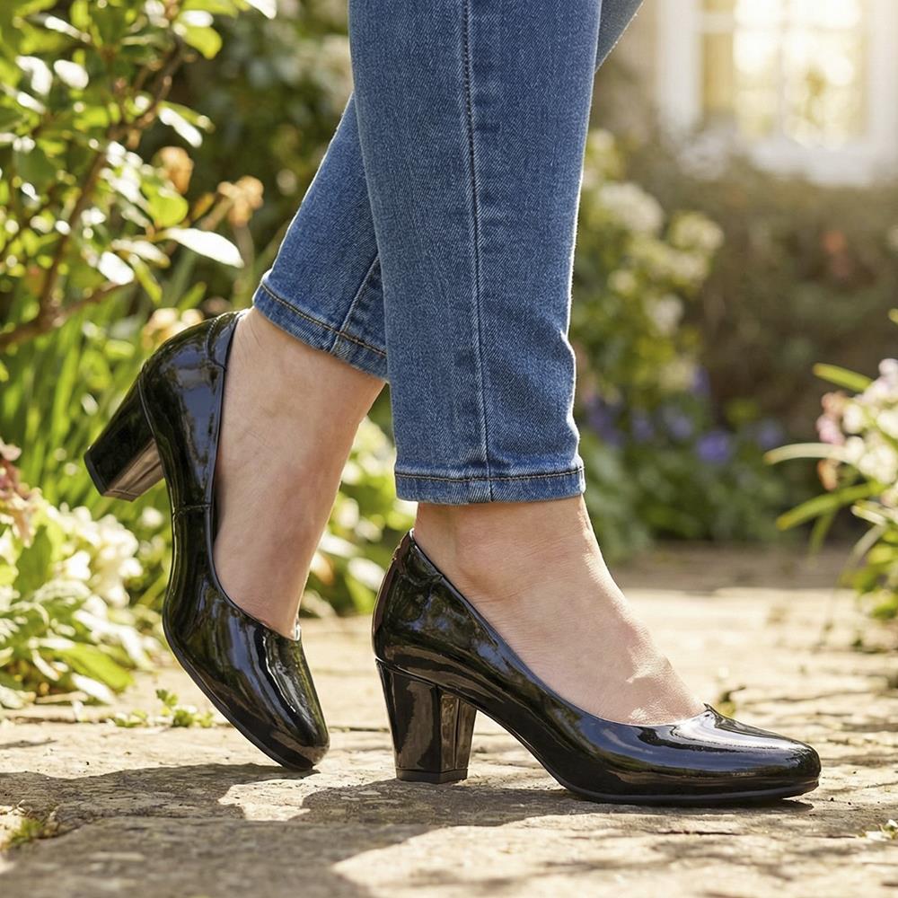 Stacked-Heel Court Shoes - WK40003 / 326 148 - Black Patent - Image 2