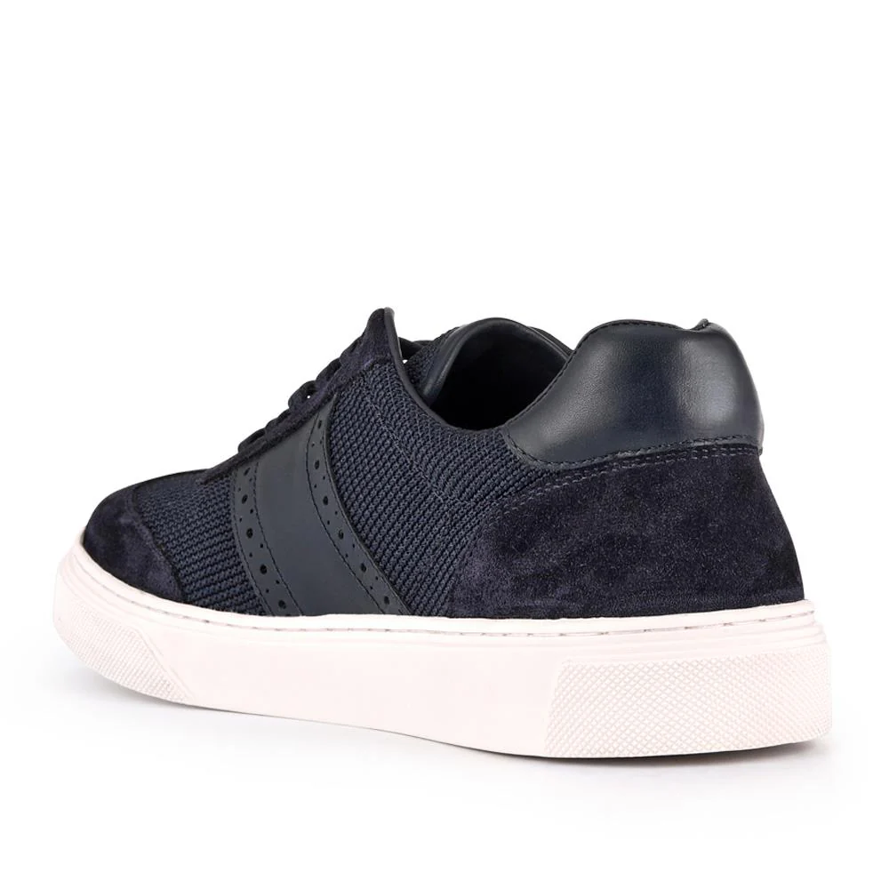 Stephan Lace-Up Leather Trainers - STEPHAN / 328 076 - Navy Suede - Image 3