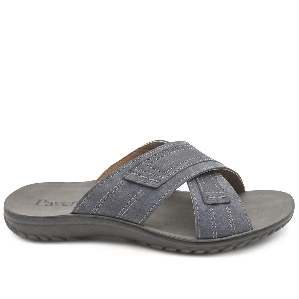 Strappy Cushioned Slip On Sandals - INB43016 / 329 217 - Blue - Image 2