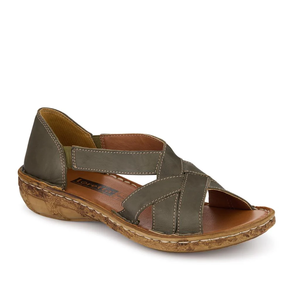 Strappy Elasticated Leather Sandals - HAK41016 / 327 615 - Image 3