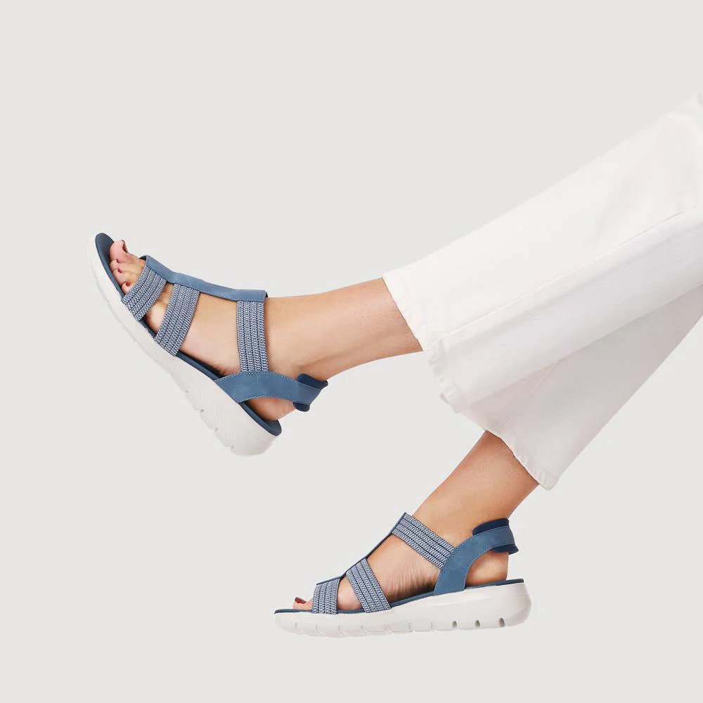 Strappy Elasticated Slip-On Sandals - BAIZH41067 / 327 984 - Navy - Image 5