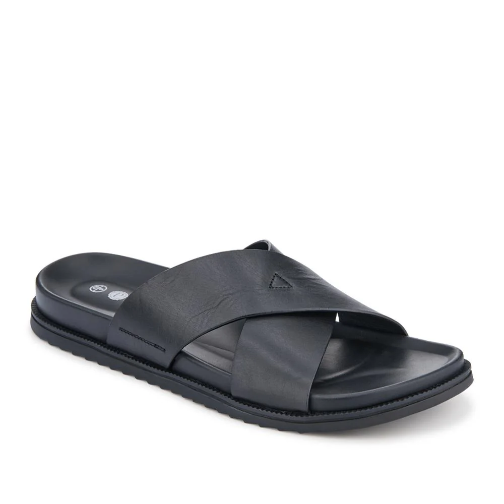 Strappy Leather Slides - JFOOT41009 / 327 467 - Black