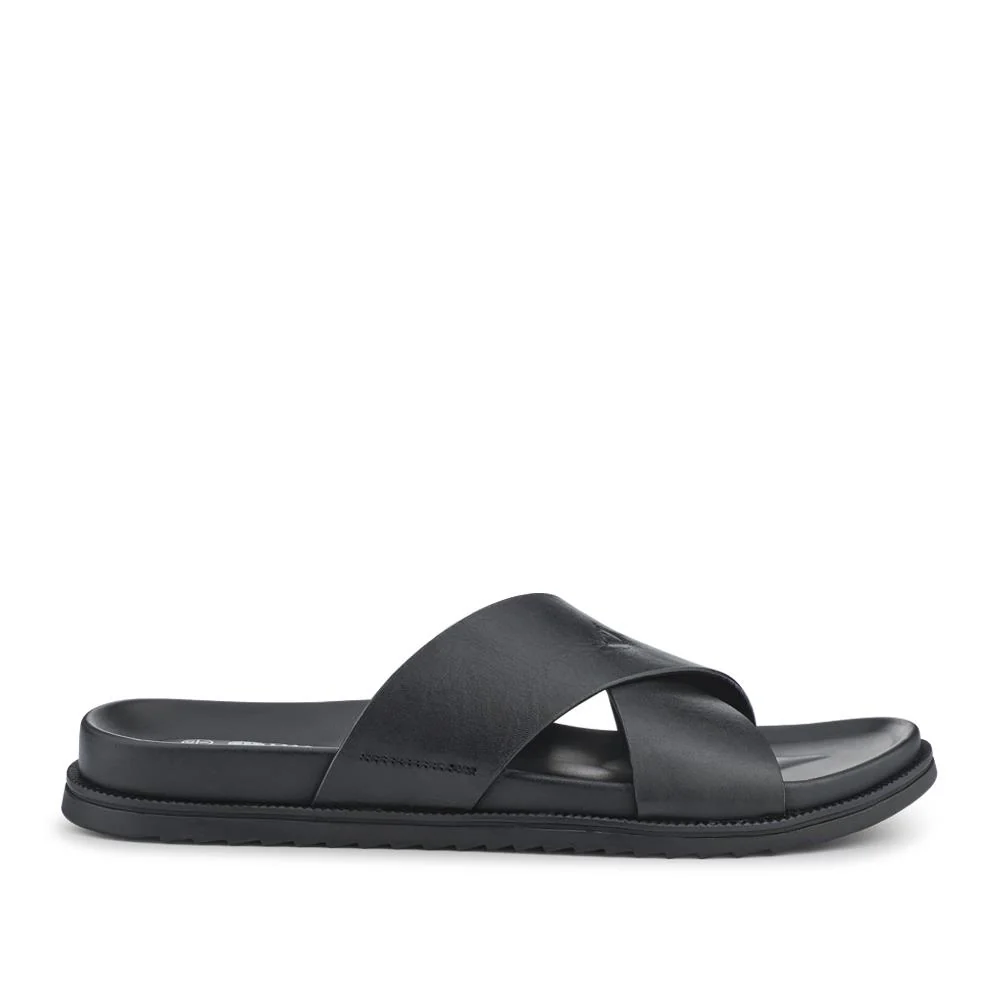 Strappy Leather Slides - JFOOT41009 / 327 467 - Black - Image 2