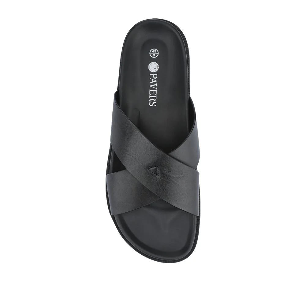 Strappy Leather Slides - JFOOT41009 / 327 467 - Black - Image 4