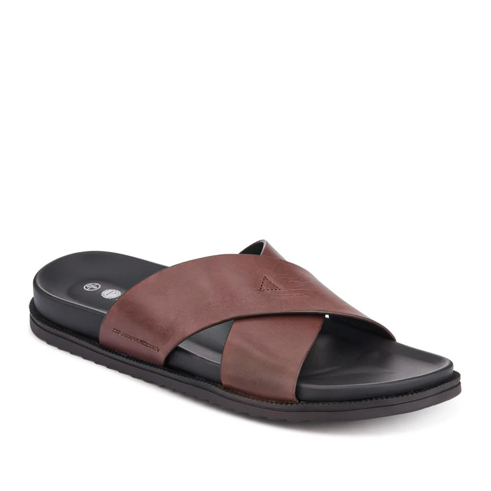 Strappy Leather Slides - JFOOT41009 / 327 467 - Brown