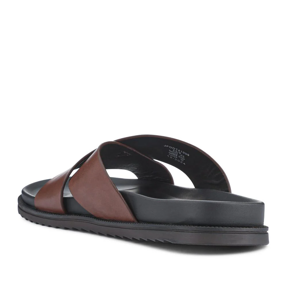 Strappy Leather Slides - JFOOT41009 / 327 467 - Brown - Image 3