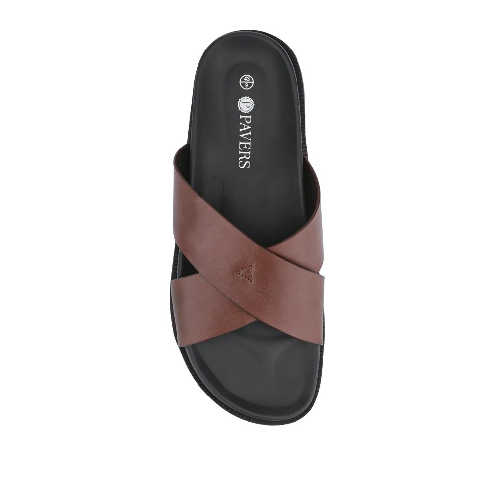 Strappy Leather Slides - JFOOT41009 / 327 467 - Brown - Image 4