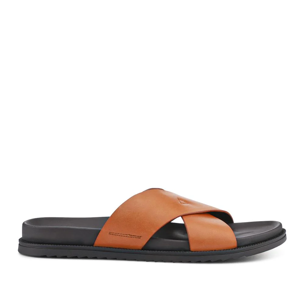 Strappy Leather Slides - JFOOT41009 / 327 467 - Tan - Image 2