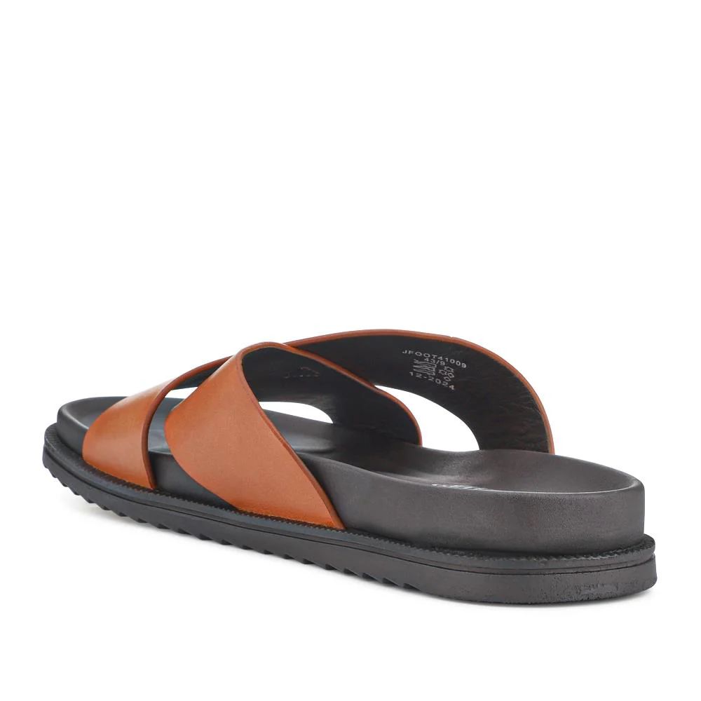Strappy Leather Slides - JFOOT41009 / 327 467 - Tan - Image 3