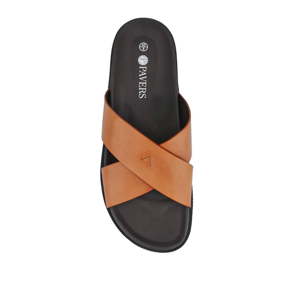 Strappy Leather Slides - JFOOT41009 / 327 467 - Tan - Image 4