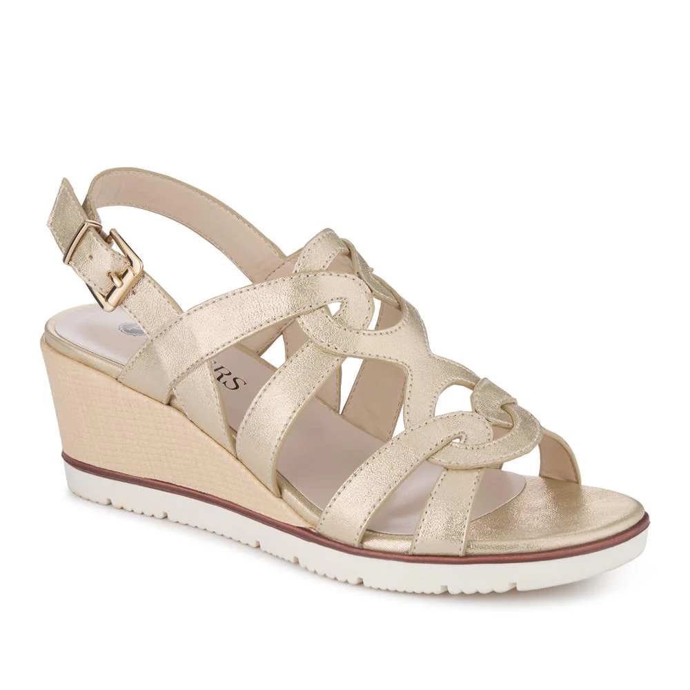 Strappy Wedge-Heeled Espadrilles - WBINS41042 / 327 223 - Gold