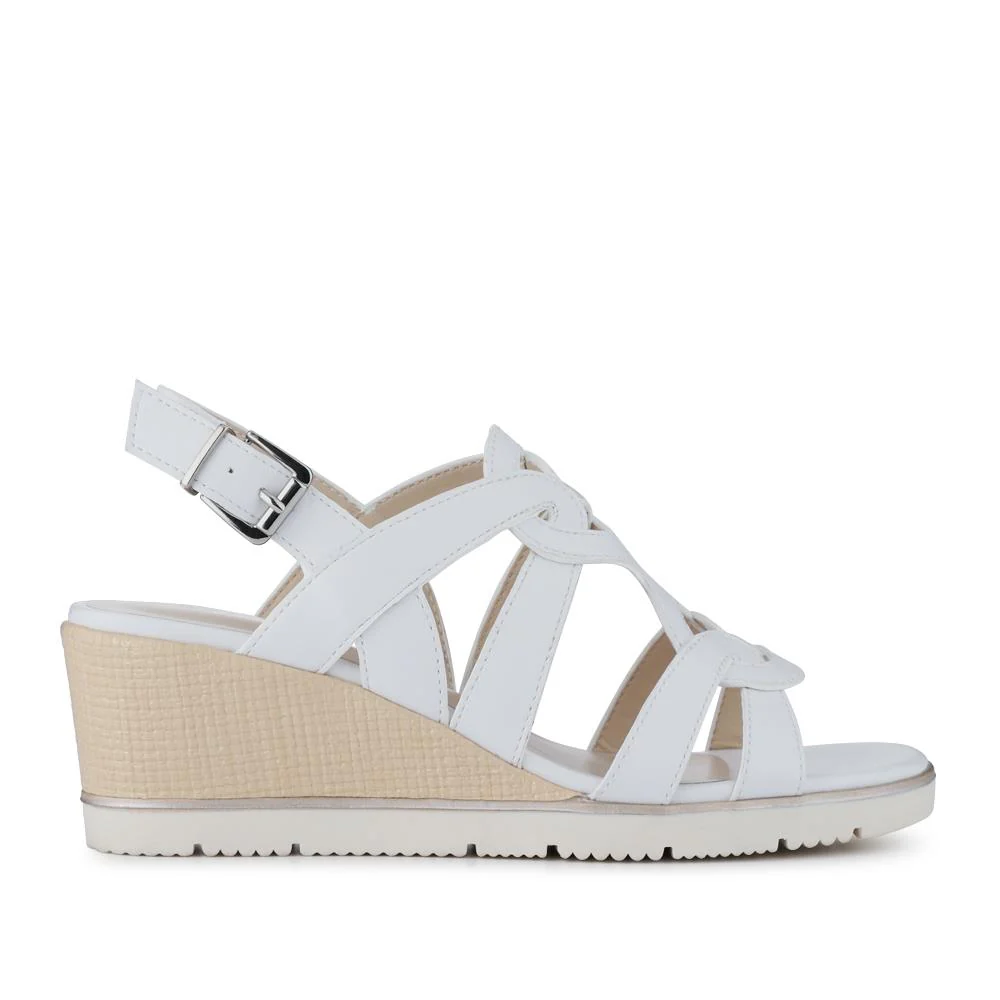 Strappy Wedge-Heeled Espadrilles - WBINS41042 / 327 223 - White - Image 2