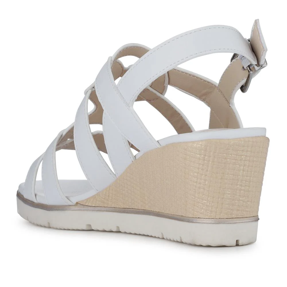 Strappy Wedge-Heeled Espadrilles - WBINS41042 / 327 223 - White - Image 3