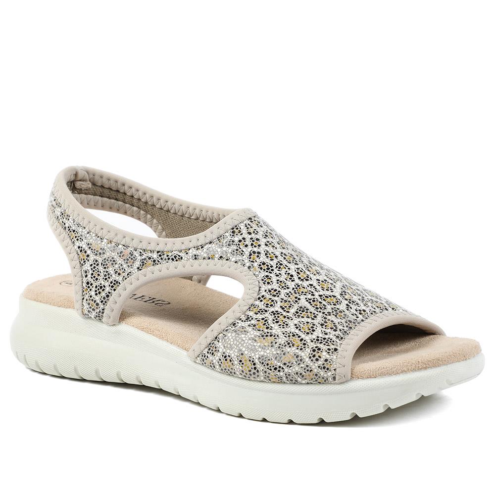 Stretch Comfort Sandals with Cushioned Insole - POLY43001 / 329 021 - Leopard