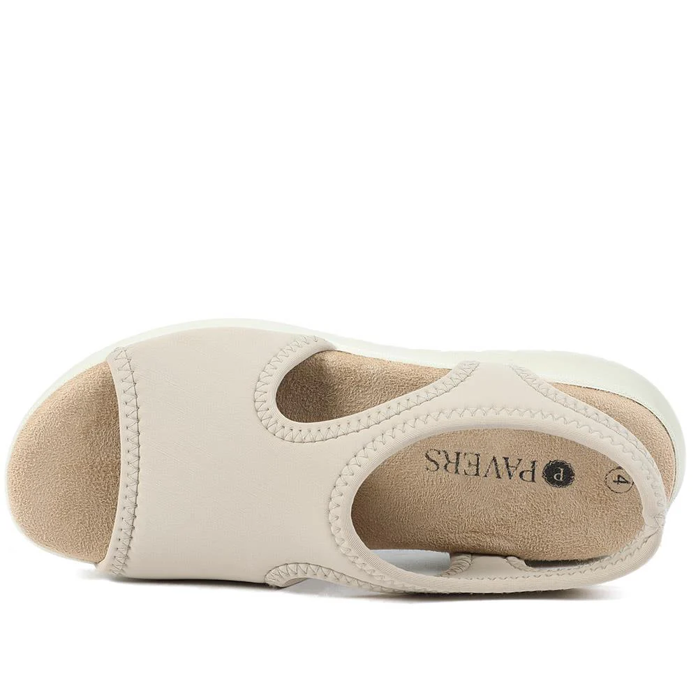 Stretch Comfort Sandals with Cushioned Insole - POLY43001 / 329 021 - Beige - Image 5