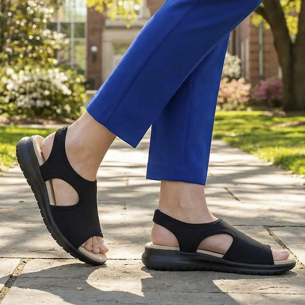 Stretch Comfort Sandals with Cushioned Insole - POLY43001 / 329 021 - Black - Image 2