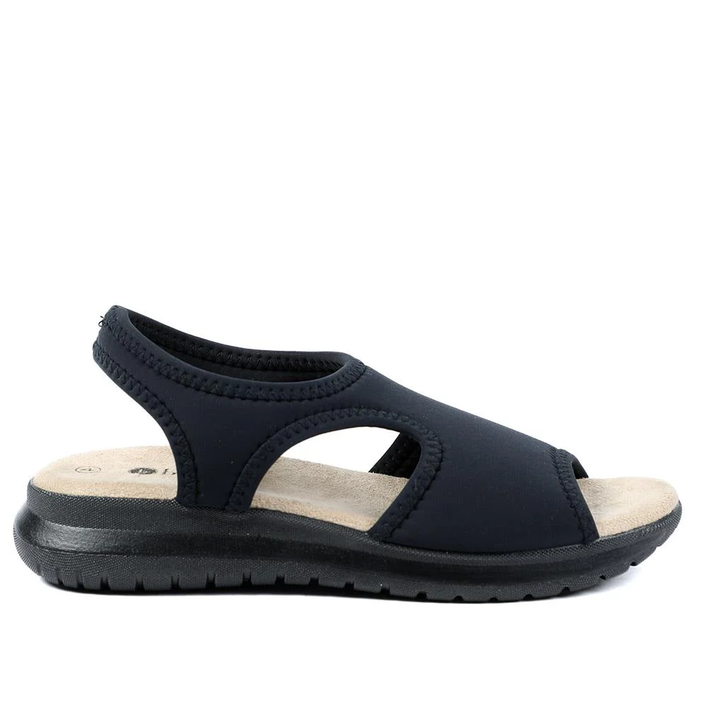 Stretch Comfort Sandals with Cushioned Insole - POLY43001 / 329 021 - Black - Image 3