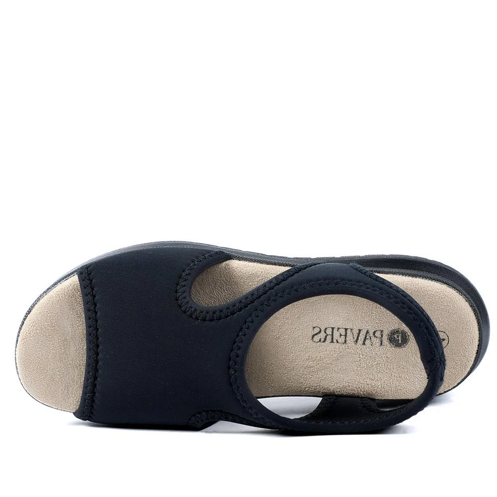 Stretch Comfort Sandals with Cushioned Insole - POLY43001 / 329 021 - Black - Image 5