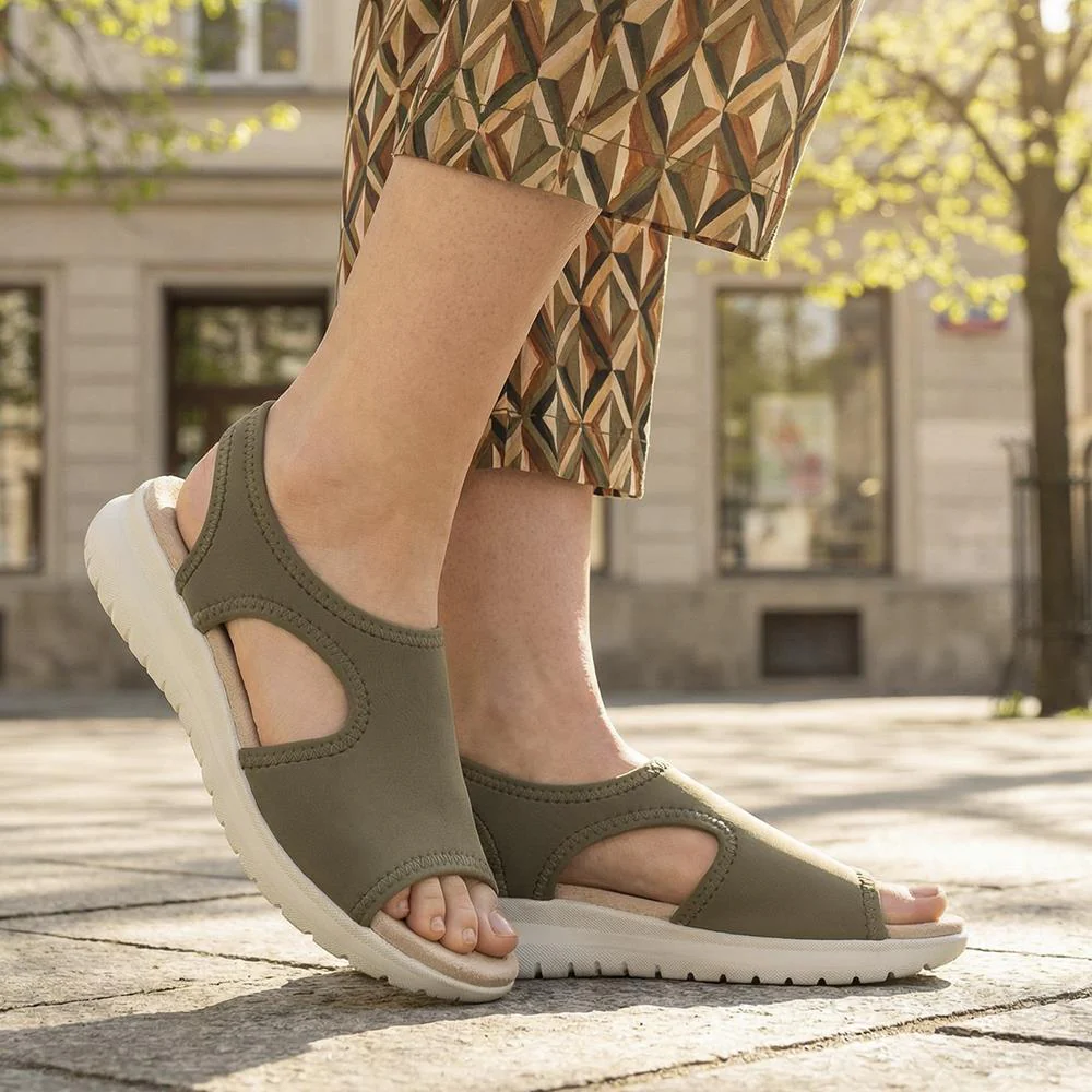 Stretch Comfort Sandals with Cushioned Insole - POLY43001 / 329 021 - Khaki - Image 2