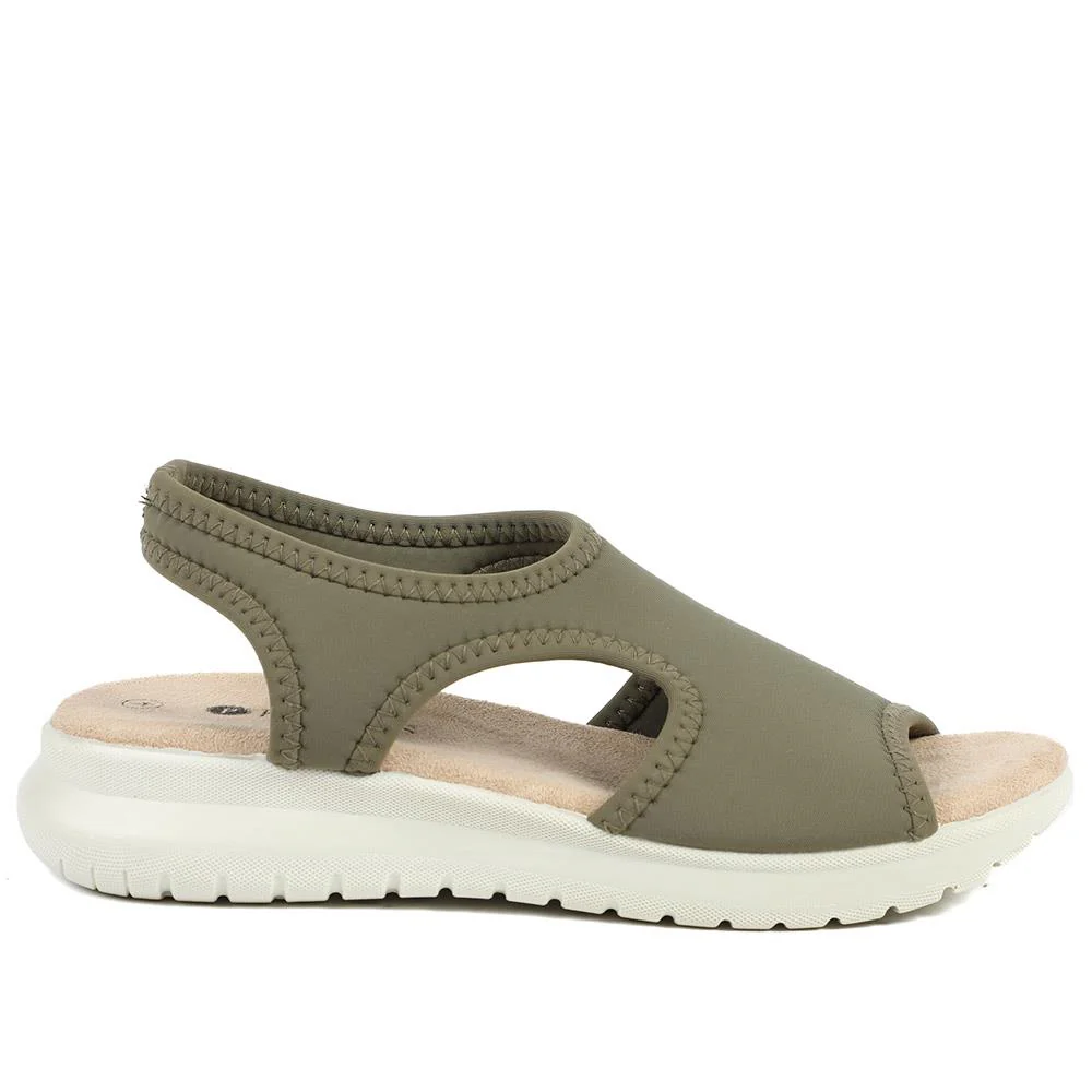 Stretch Comfort Sandals with Cushioned Insole - POLY43001 / 329 021 - Khaki - Image 3