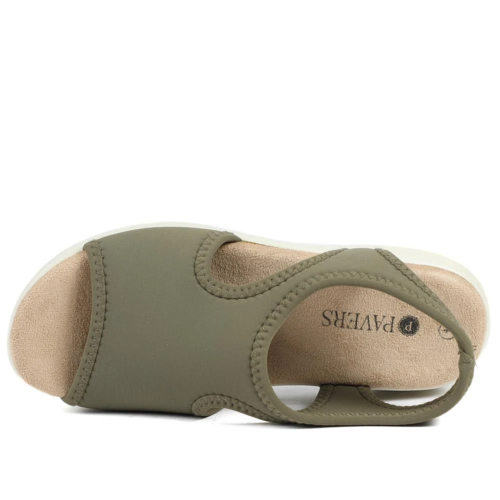 Stretch Comfort Sandals with Cushioned Insole - POLY43001 / 329 021 - Khaki - Image 5