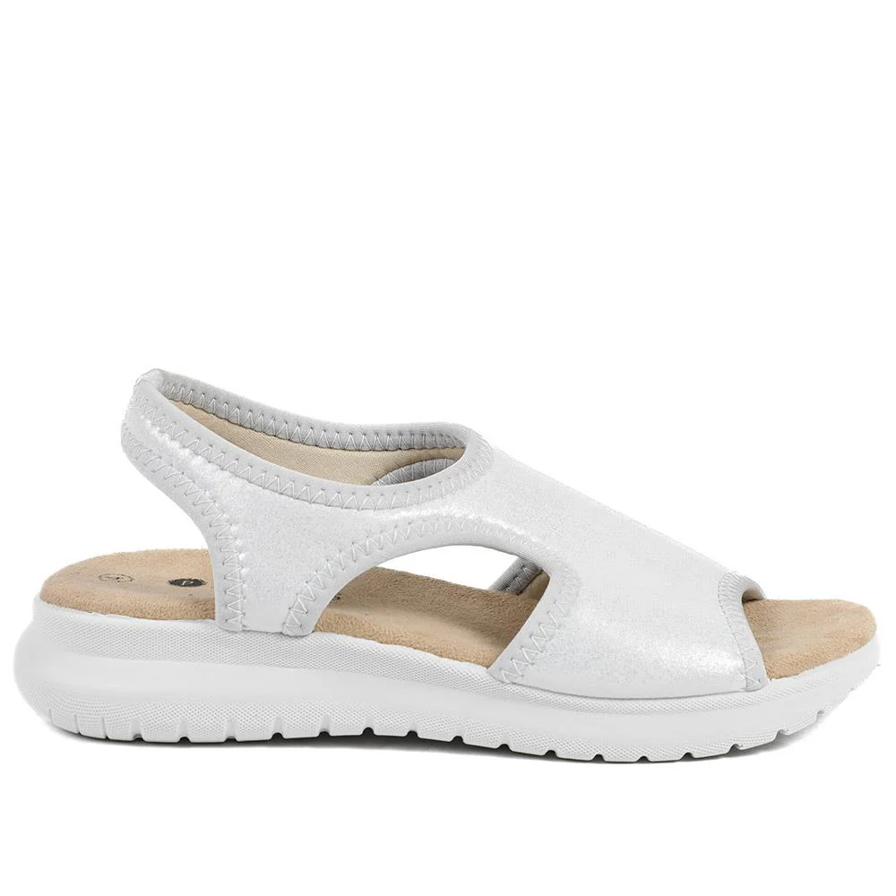 Stretch Comfort Sandals with Cushioned Insole - POLY43001 / 329 021 - Silver Shimmer - Image 3