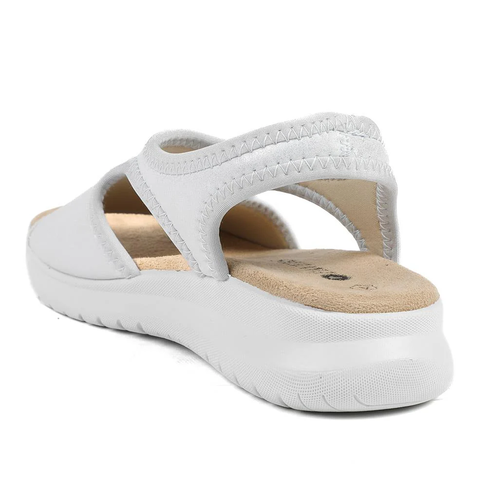 Stretch Comfort Sandals with Cushioned Insole - POLY43001 / 329 021 - Silver Shimmer - Image 4