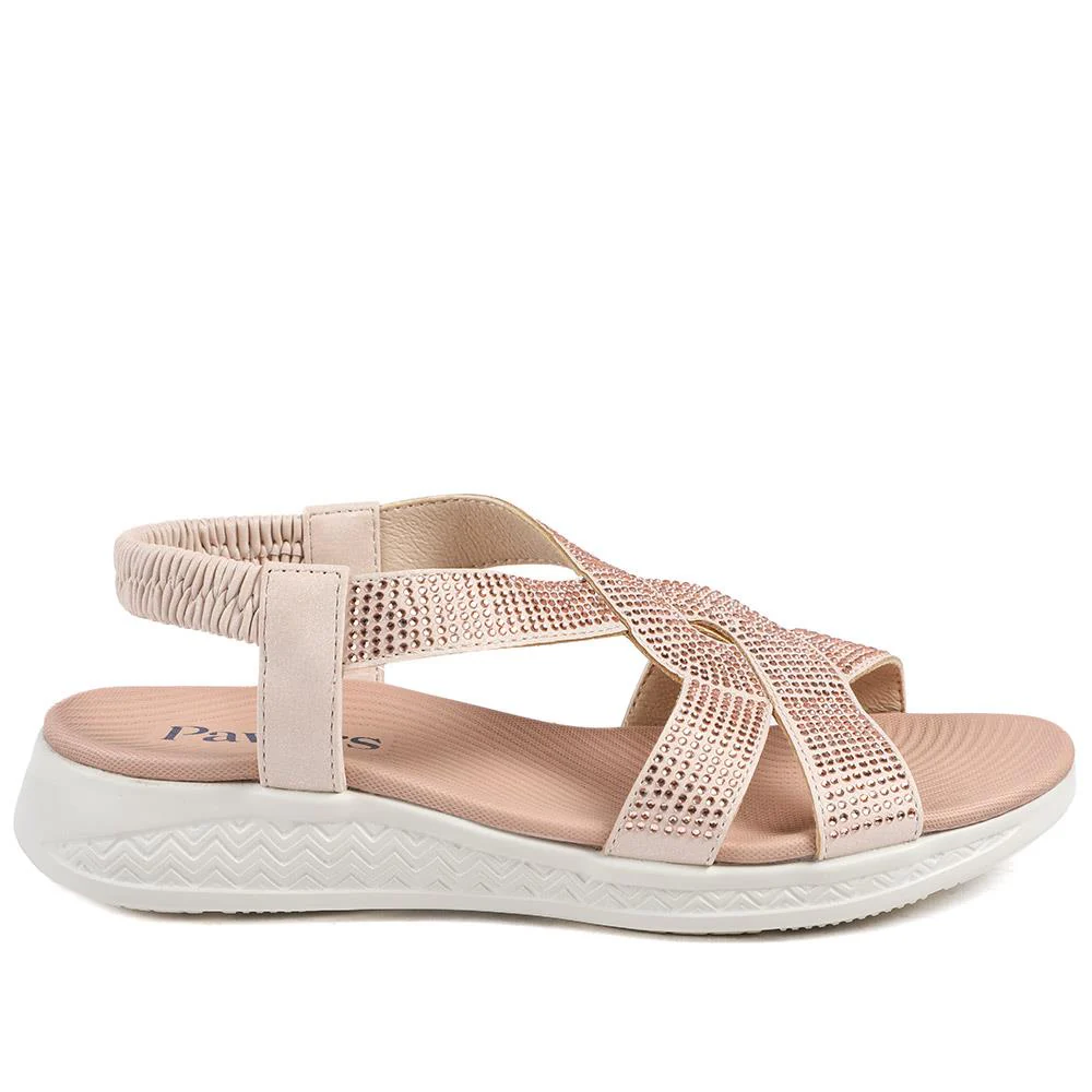 Stretch Fit Embellished Daily Sandals - BAIZH43043 / 329 308 - Pink - Image 3