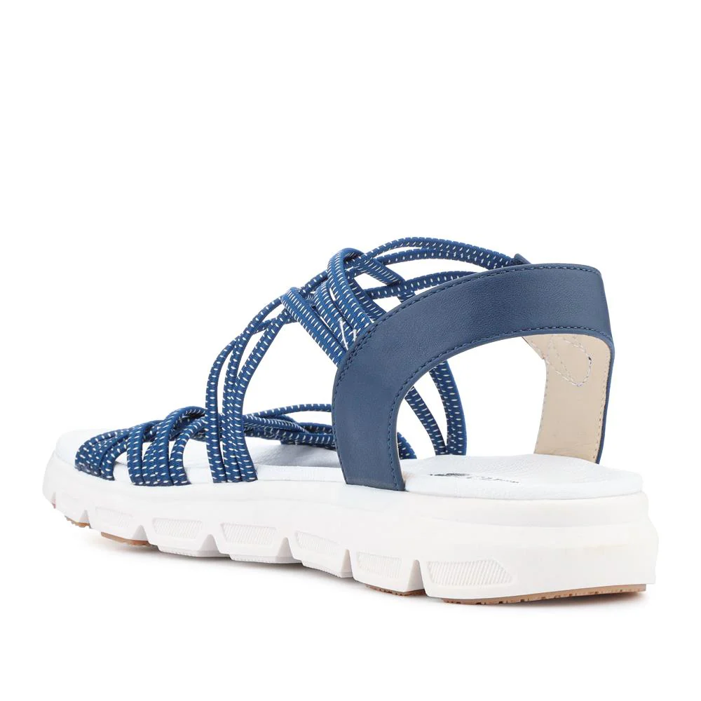 Wide Fit Stretchy Cushioned Sandals - WBINS41089 / 327 328 - Navy - Image 3