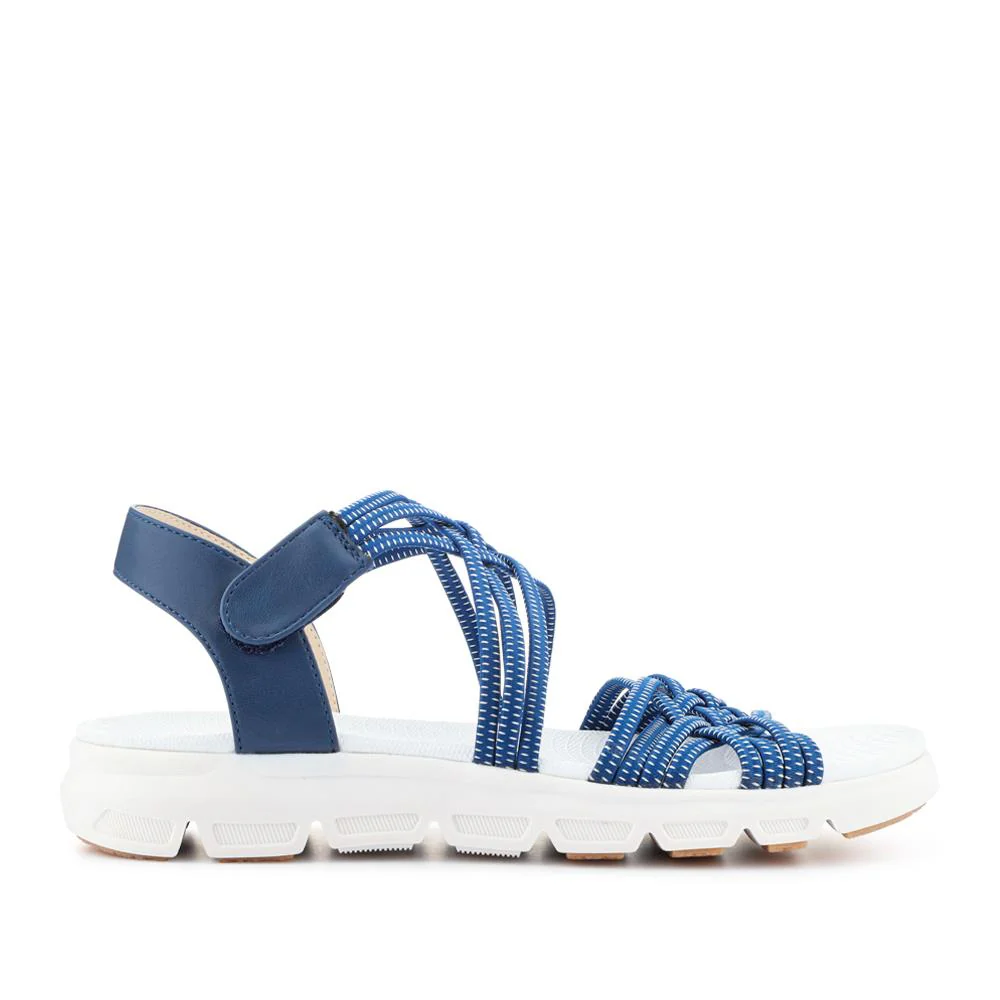 Wide Fit Stretchy Cushioned Sandals - WBINS41089 / 327 328 - Navy - Image 4
