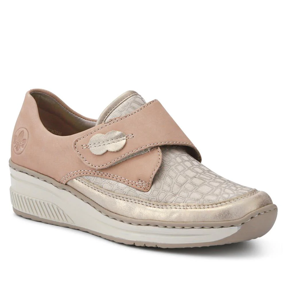 Stretchy Leather Touch-Fasten Trainers - RKR41504 / 326 820 - Beige