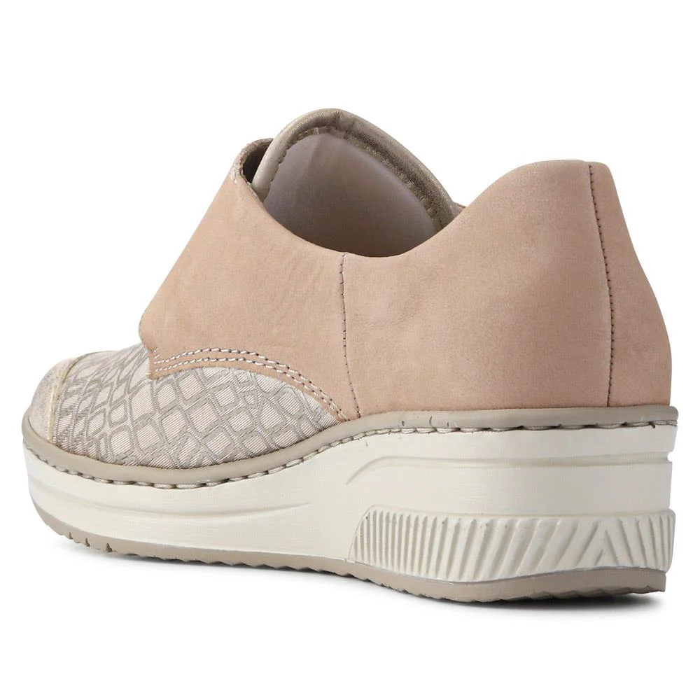 Stretchy Leather Touch-Fasten Trainers - RKR41504 / 326 820 - Beige - Image 3