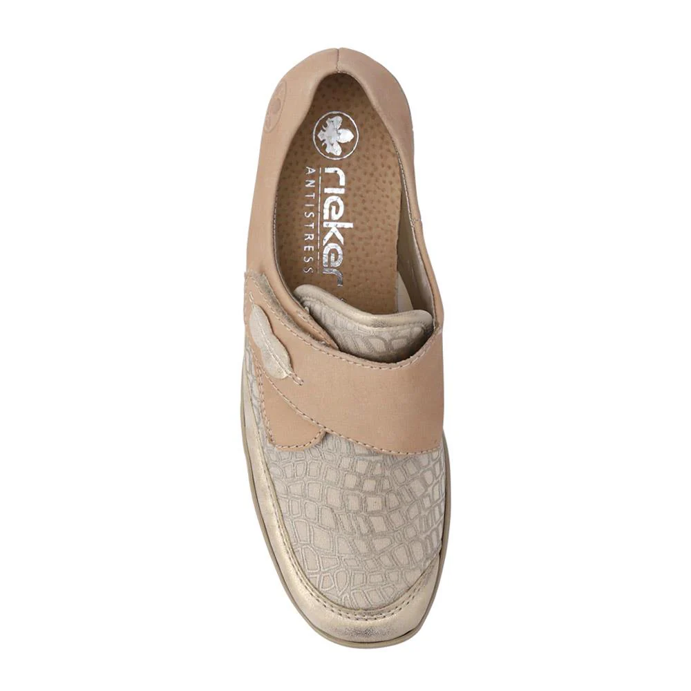 Stretchy Leather Touch-Fasten Trainers - RKR41504 / 326 820 - Beige - Image 4