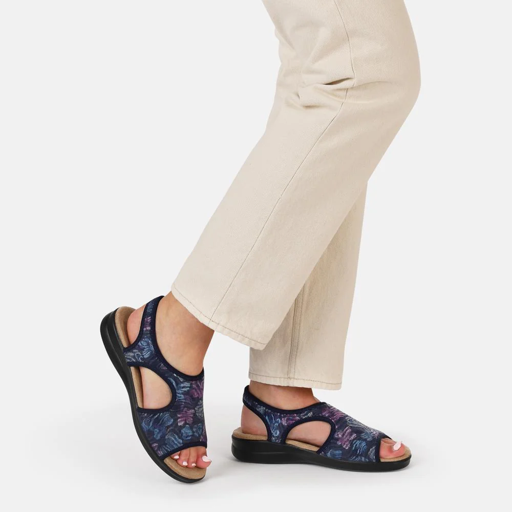 Stretchy Wide-Fit Sandals - POLY41000 / 327 211 - Navy - Image 5