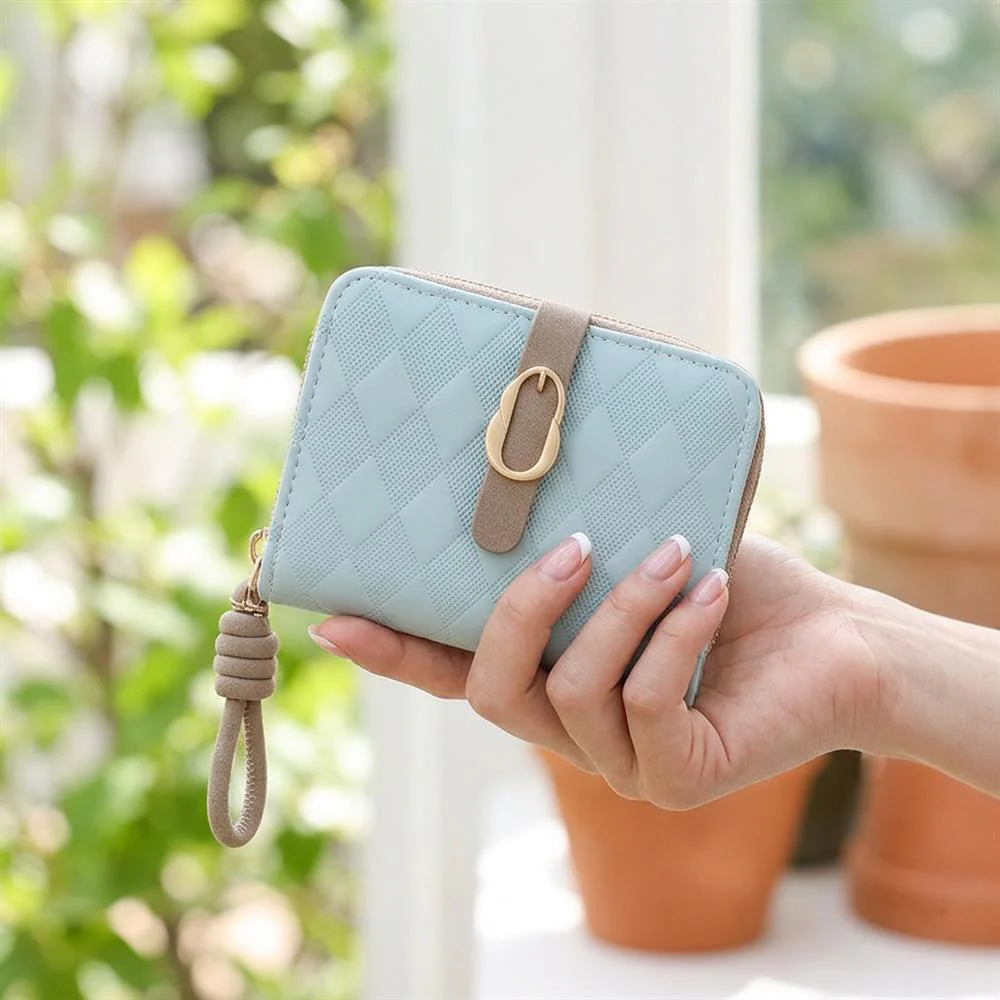 Stylish Zipped Bi Fold Purse - PRETT43005 / 329 388 - Blue-Beige - Image 2